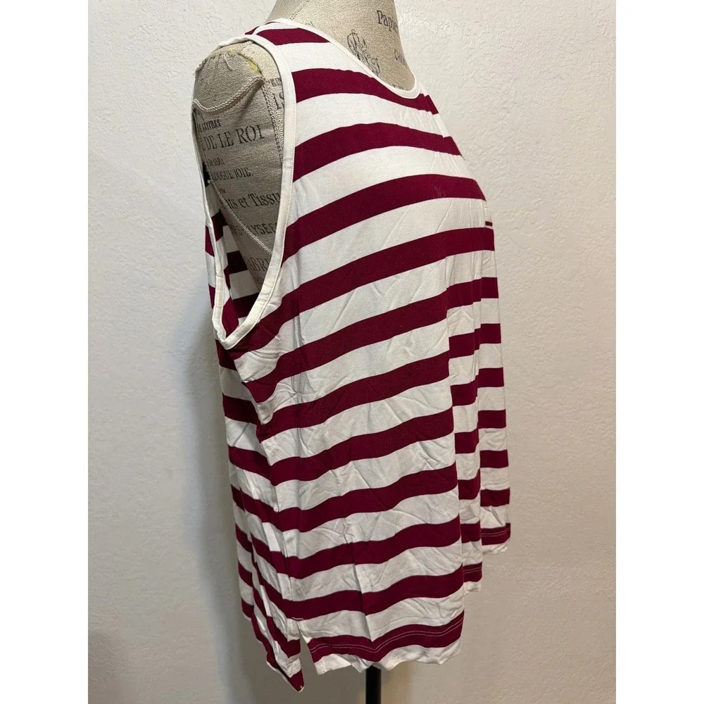 Soma Cool Nights Faux Pocket Tank Beyond Stripe Red Beauty XXL 570309233 NEW